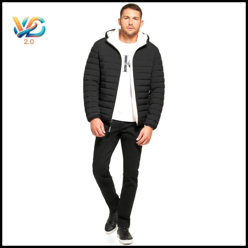 Lightweight Packable Down Jacket With Sherpa Lini… - image 1